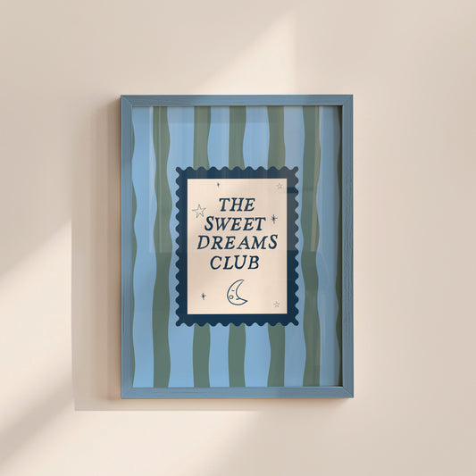 Green & Blue Striped The Sweet Dreams Club For Boys Room