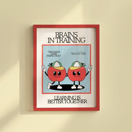 Brains In Training Retro Character Classroom Art 