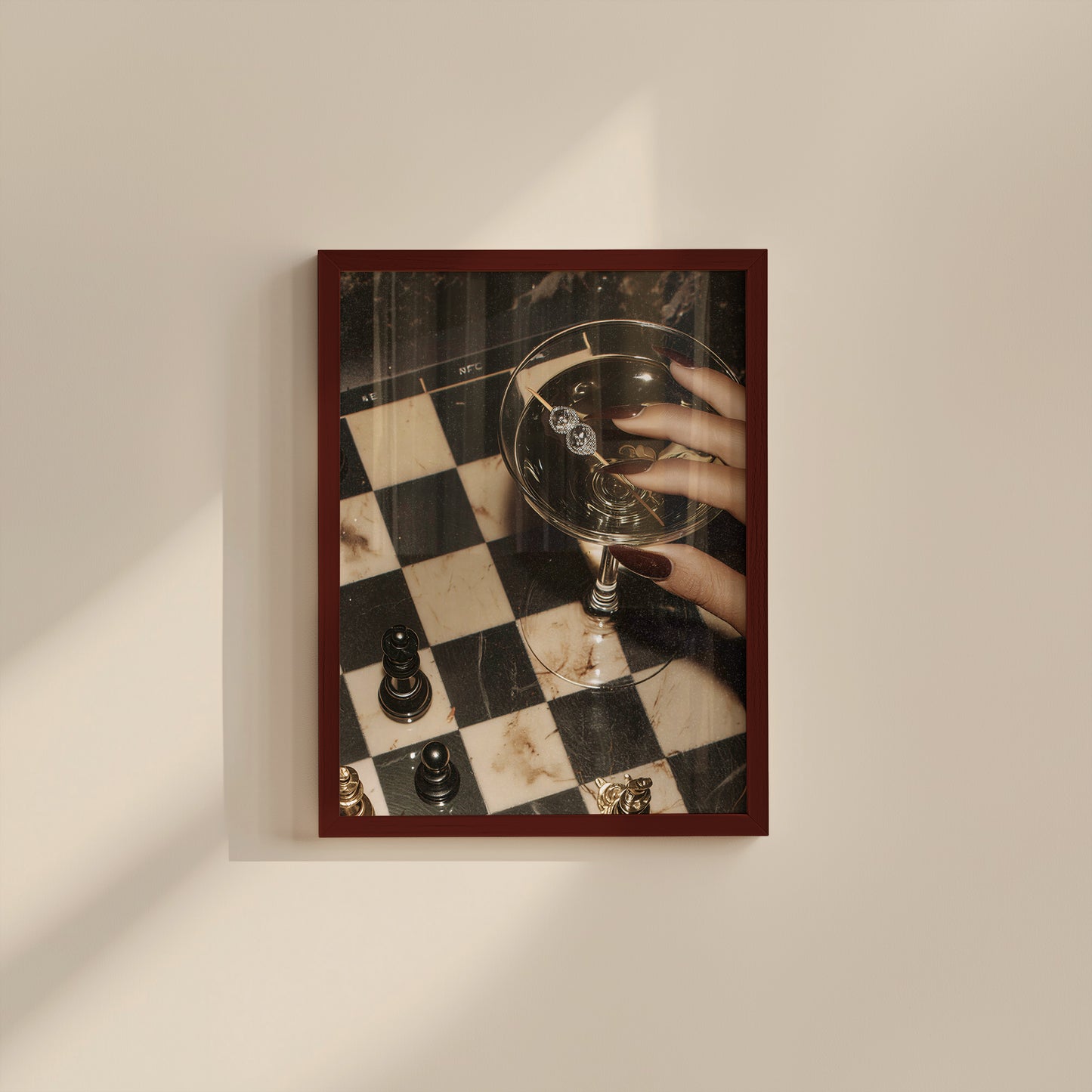 Retro Diamond Martini Checker Board Print- Digital Print