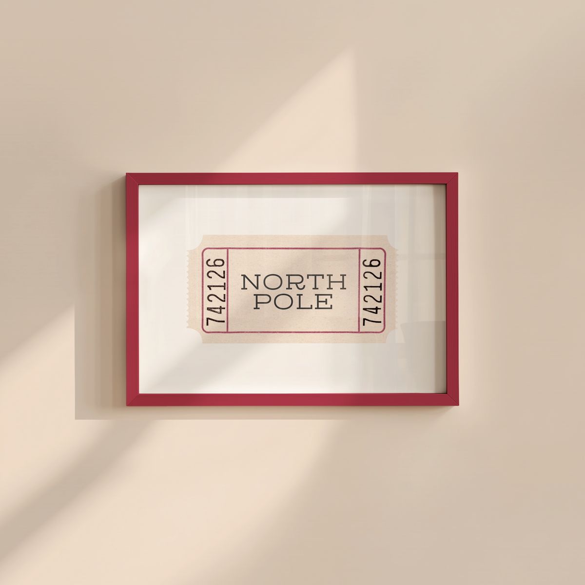 North Pole Ticket Print | Vintage Cream