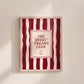 Pink Vintage Striped Girls Art Print Quote - The Sweet Dreams Club