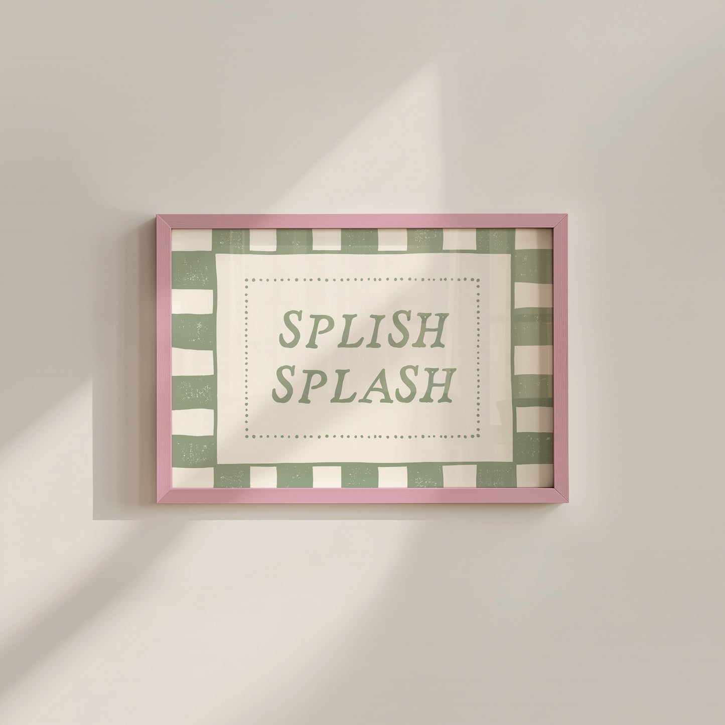 Splish Splash Green Checkered Bathroom Print - Digital Print