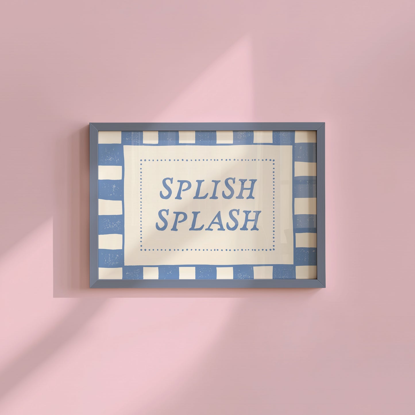 Splish Splash Blue Checkered Bathroom Print - Digital Print