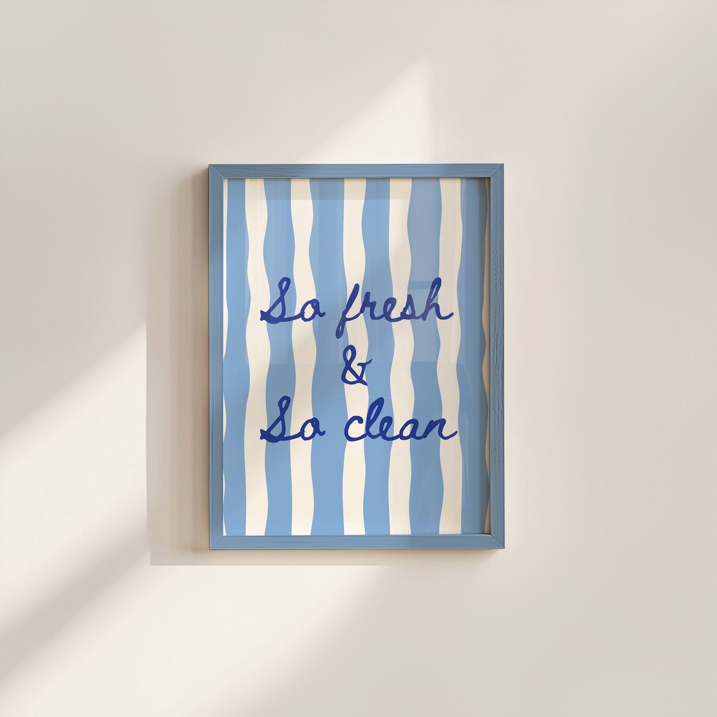 So Fresh & So Clean Striped Bathroom Print - Digital Print