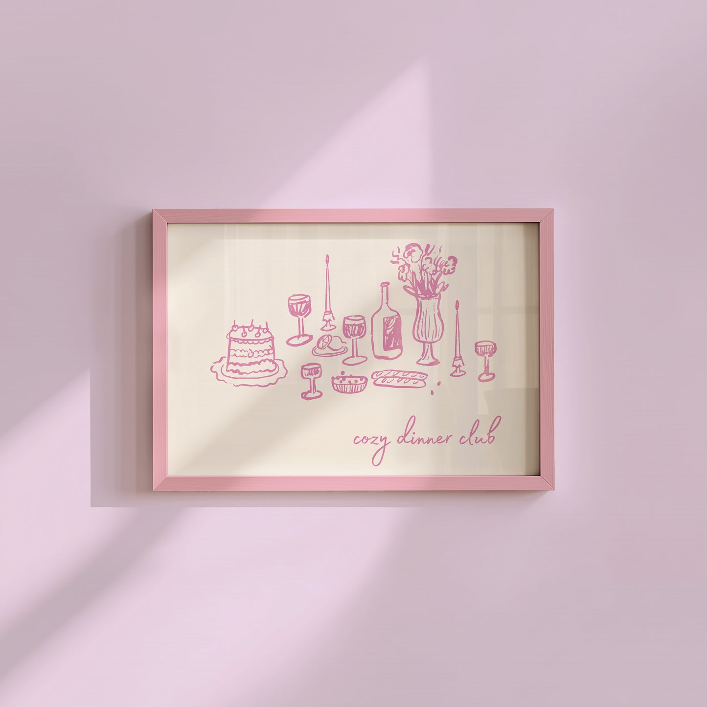 Pink Cozy Dinner Club Art - Digital Print