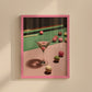 Retro Billiard Pink 8-Ball Martini Cocktail Print - Digital Print