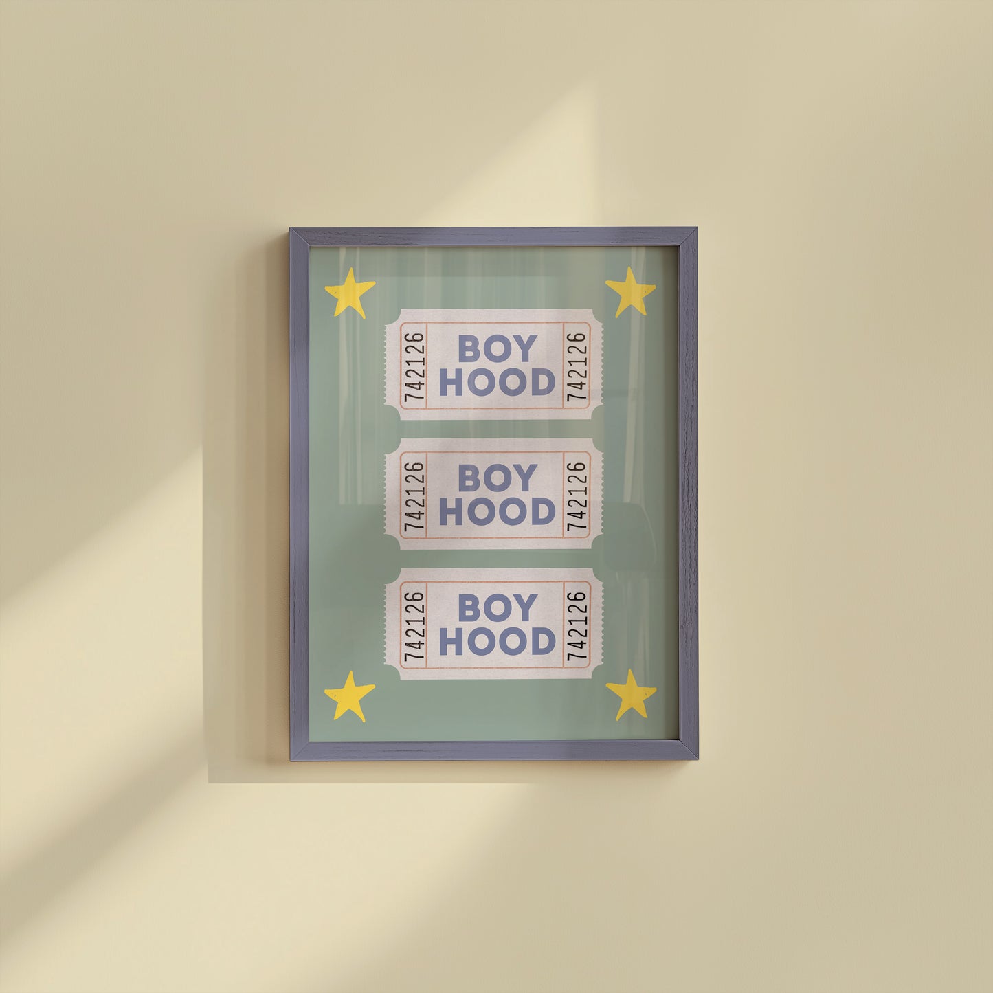 Blue BoyHood Ticket Print - Digital Print
