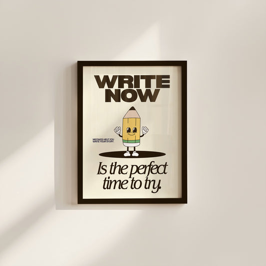 Write Now Cute Pencil Character Classroom Art - Digital Print