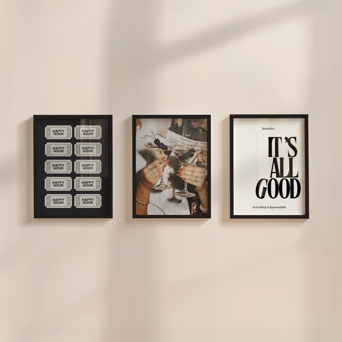 Cocktail Gallery Set of 3 — Bar Cart & Kitchen Wall Art