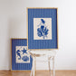 Mermaid & Seashells Coastal Blue Striped Set Of 2 - Digital Print