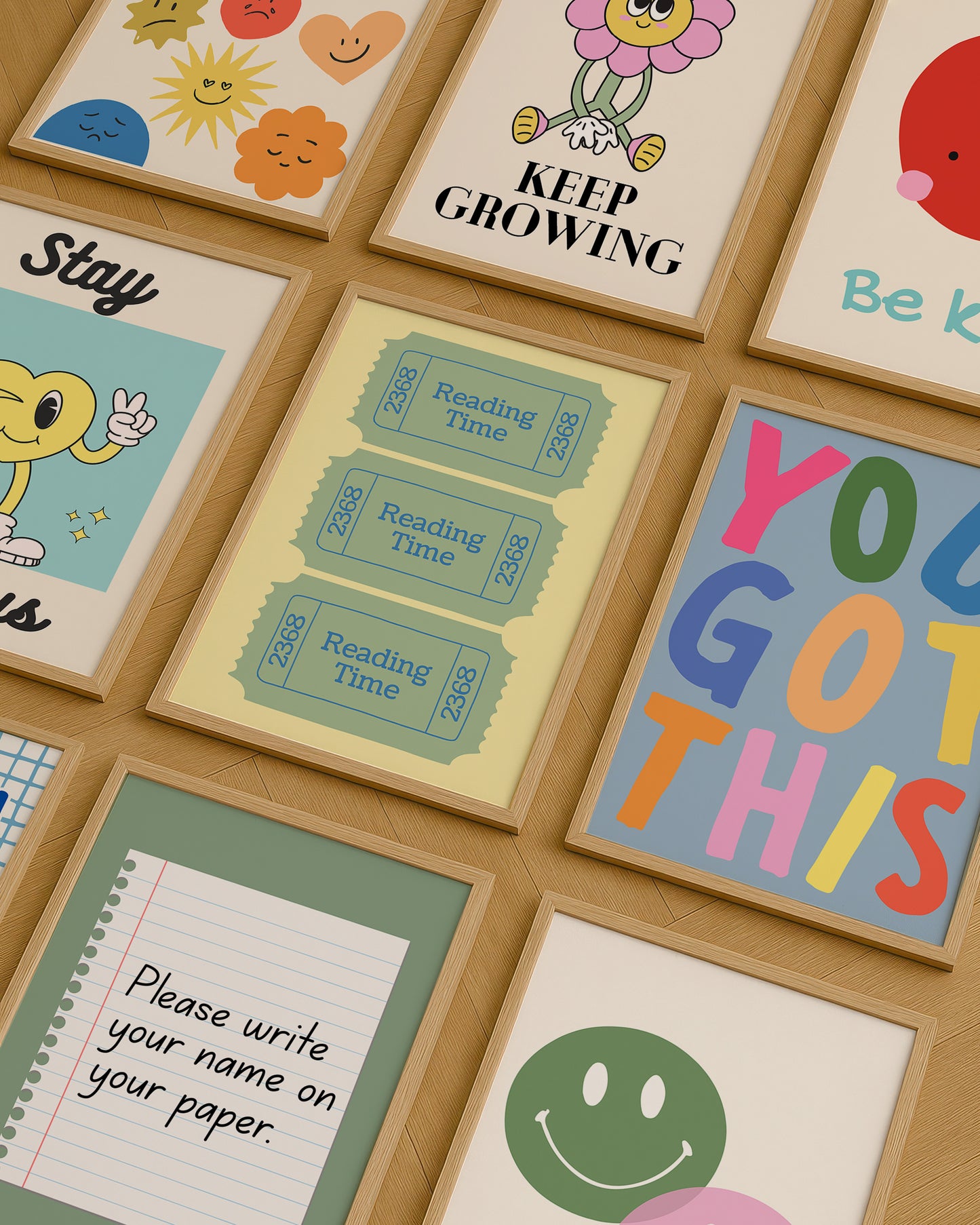 Colorful Positivity Classroom Art Set Of 10 - Digital Print