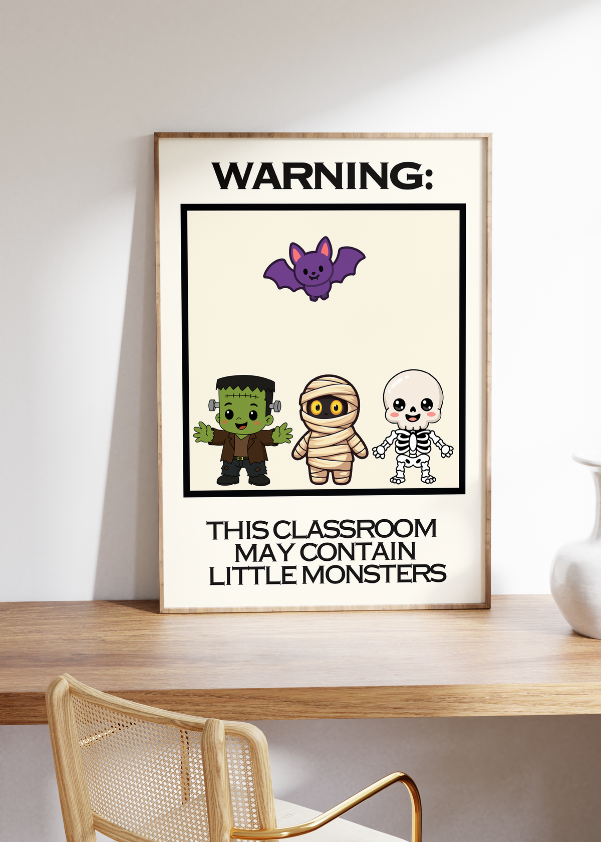 Warning: Little Monsters | Halloween Classroom Print