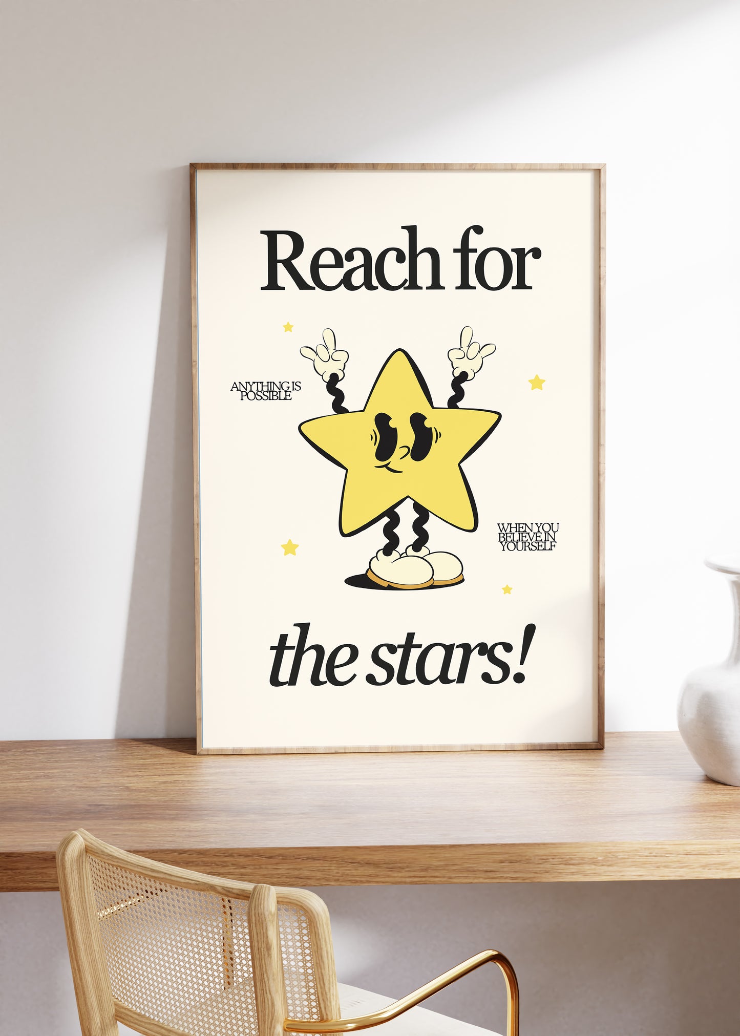 Reach for the Stars — Retro Motivational Classroom Print