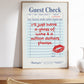 I'll Just Have A Glass Of Wine & A Million Dollars Please | Retro Guest Check Poster - Digital Print