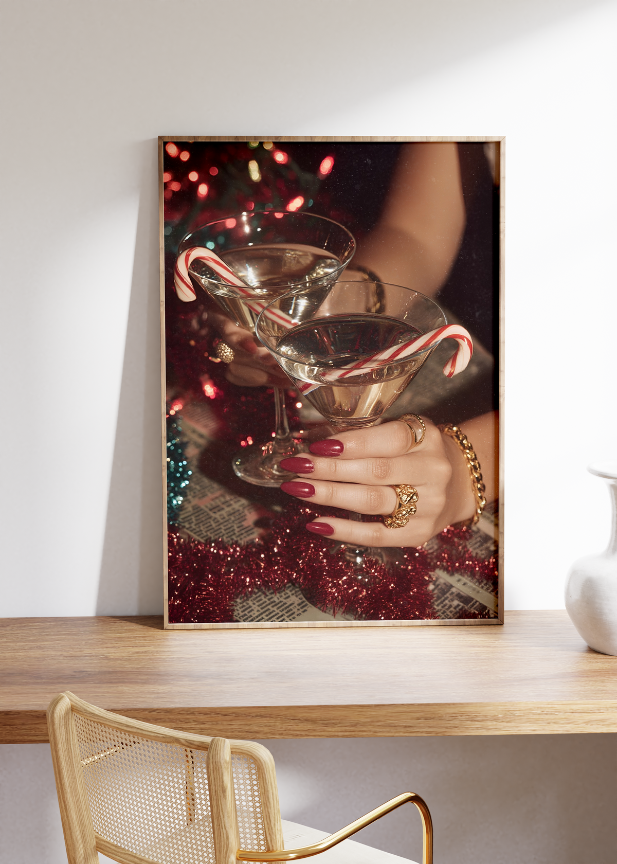 Candy Cane Martini Print | Vintage Christmas