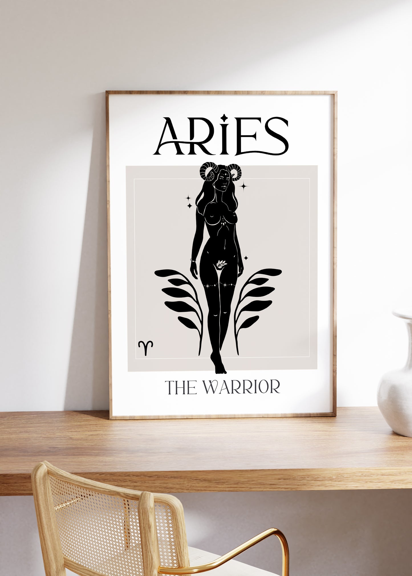 Zodiac Aries Goddess Wall Art Print, Sun Sign Art