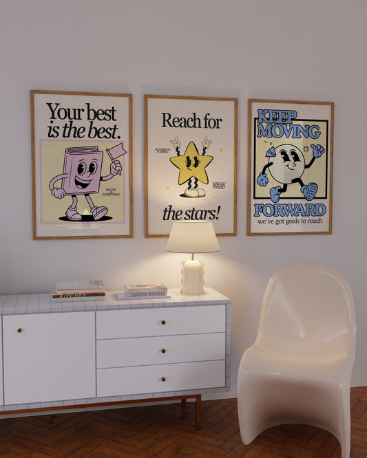 Retro Motivational Set of 3 — Classroom Wall Art Prints