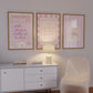 Pink Dorm Art Set of 3 - Trendy Gallery Wall Prints - Digital Print