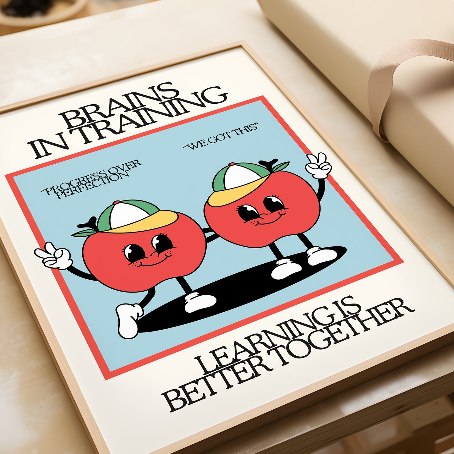 Brains In Training Retro Character Classroom Art - Digital Print