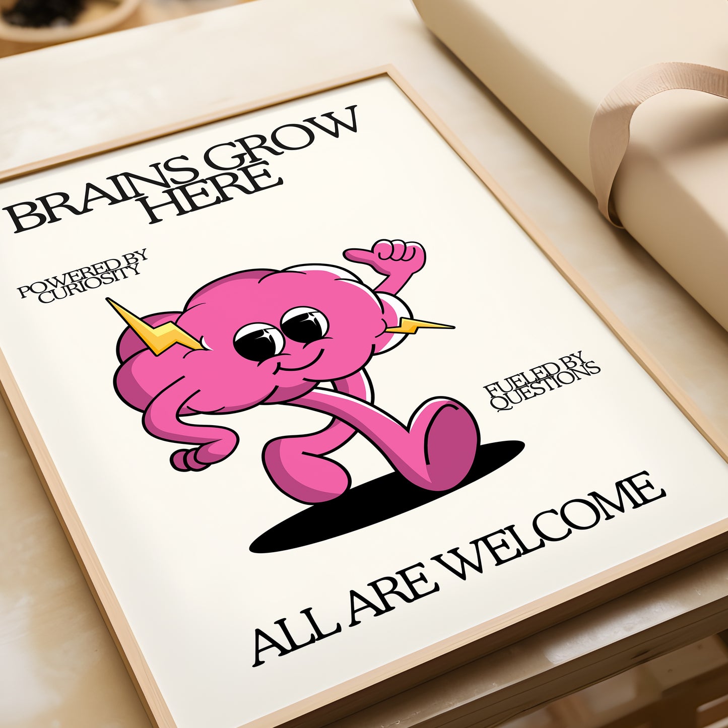 Brains Grow Here | Retro Character Classroom Art - Digital Print