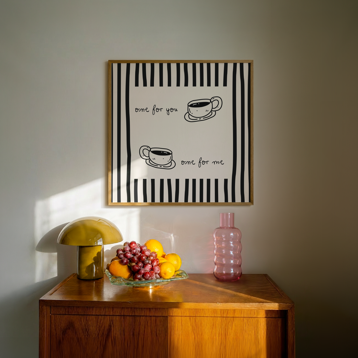 One For You, One For Me | Black Coffee Cups Print