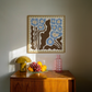 Abstract Blue Floral | Dotted Border Botanical Print
