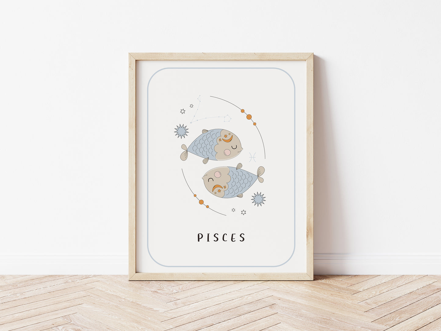 Baby Pisces Nursery Wall Art, Zodiac Nursery Print