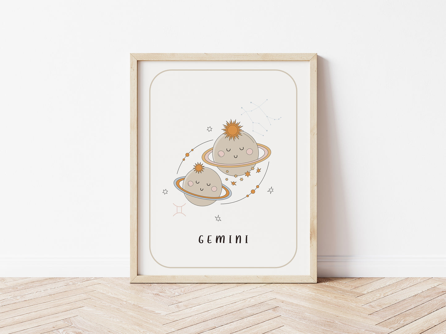 Baby Gemini Nursery Wall Art, Zodiac Nursery Print