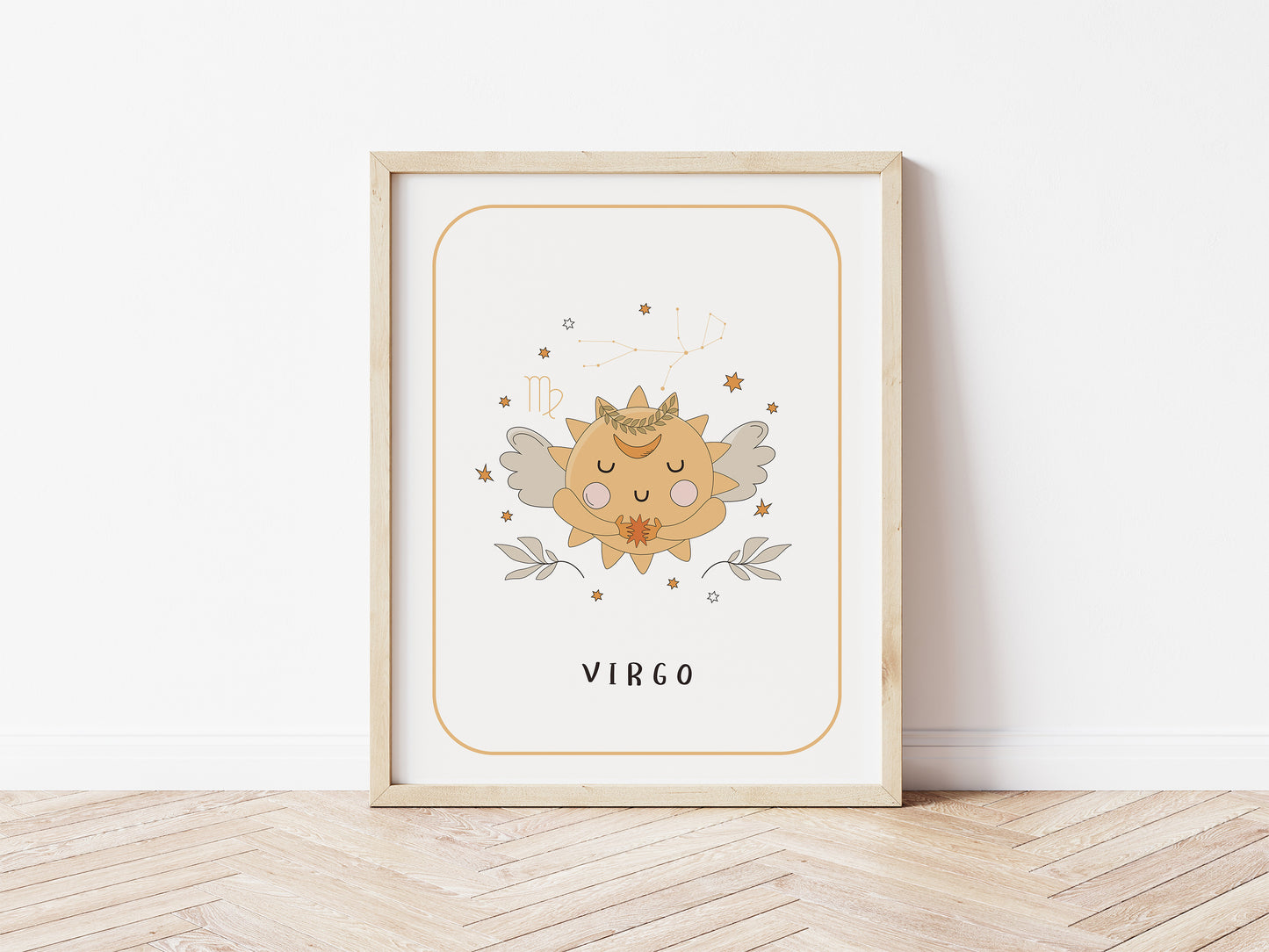 Baby Virgo Nursery Wall Art, Zodiac Nursery Print