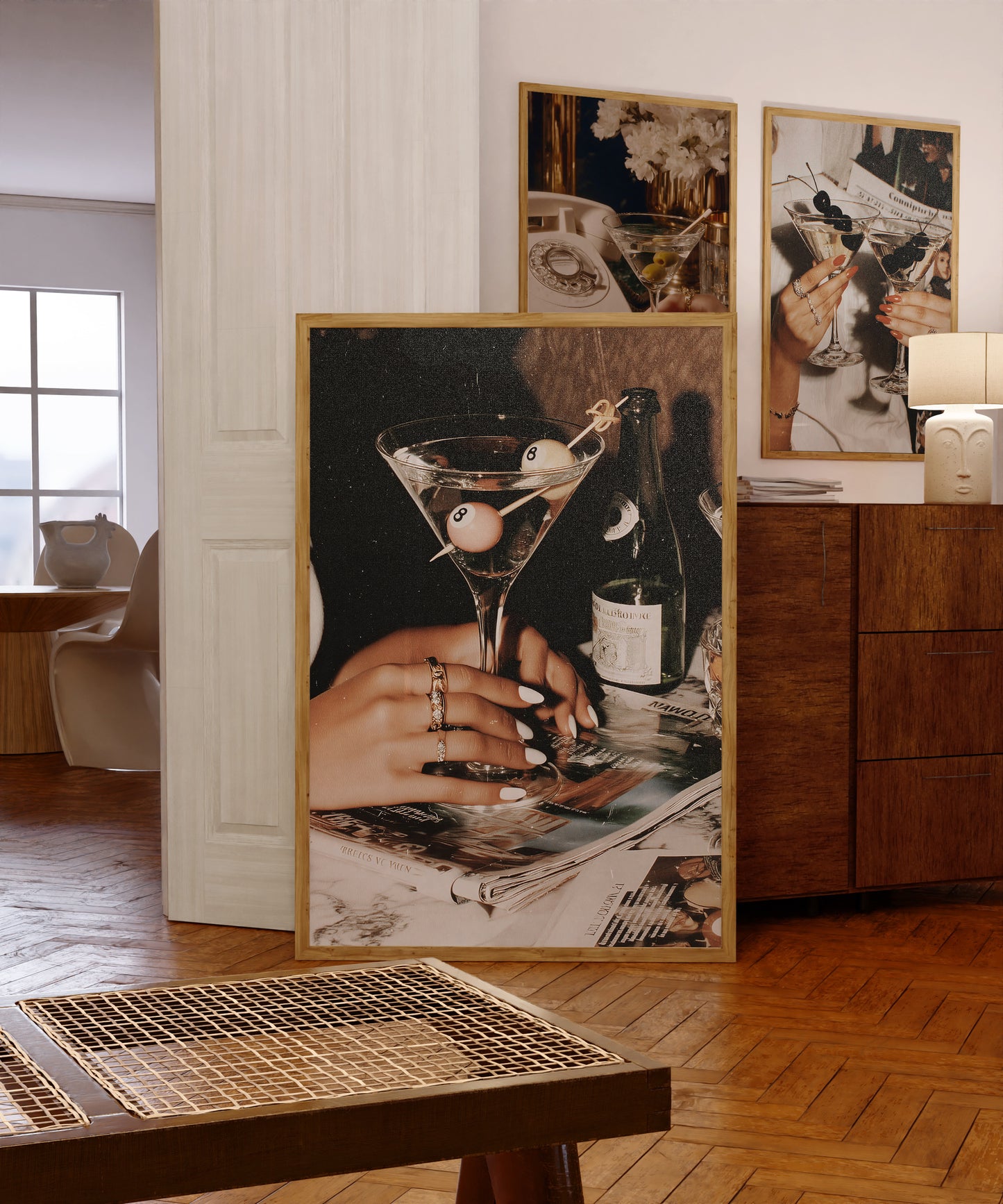 Retro Double 8-Ball Martini Cocktail Print - Digital Print