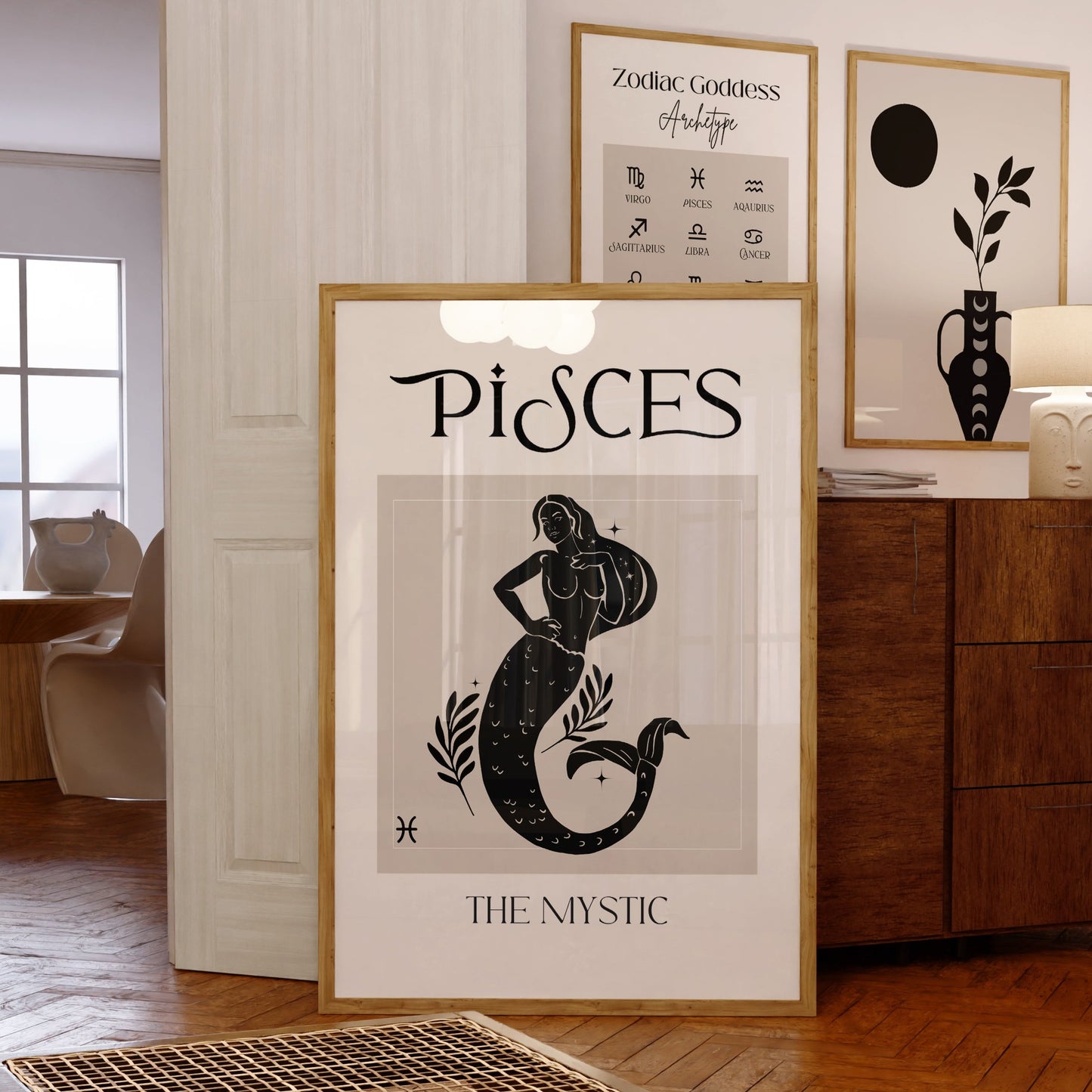 Zodiac Pisces Goddess Wall Art Print, Sun Sign Art