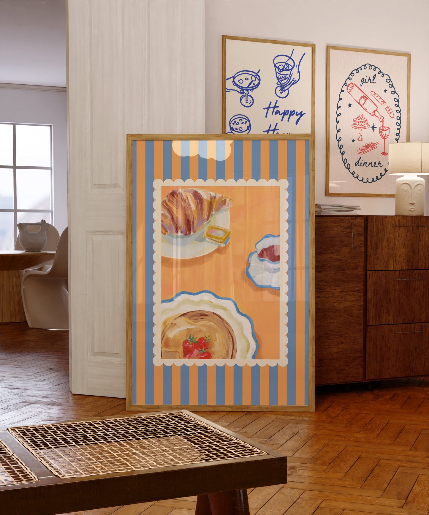Striped Breakfast Art Print -  Digital Print