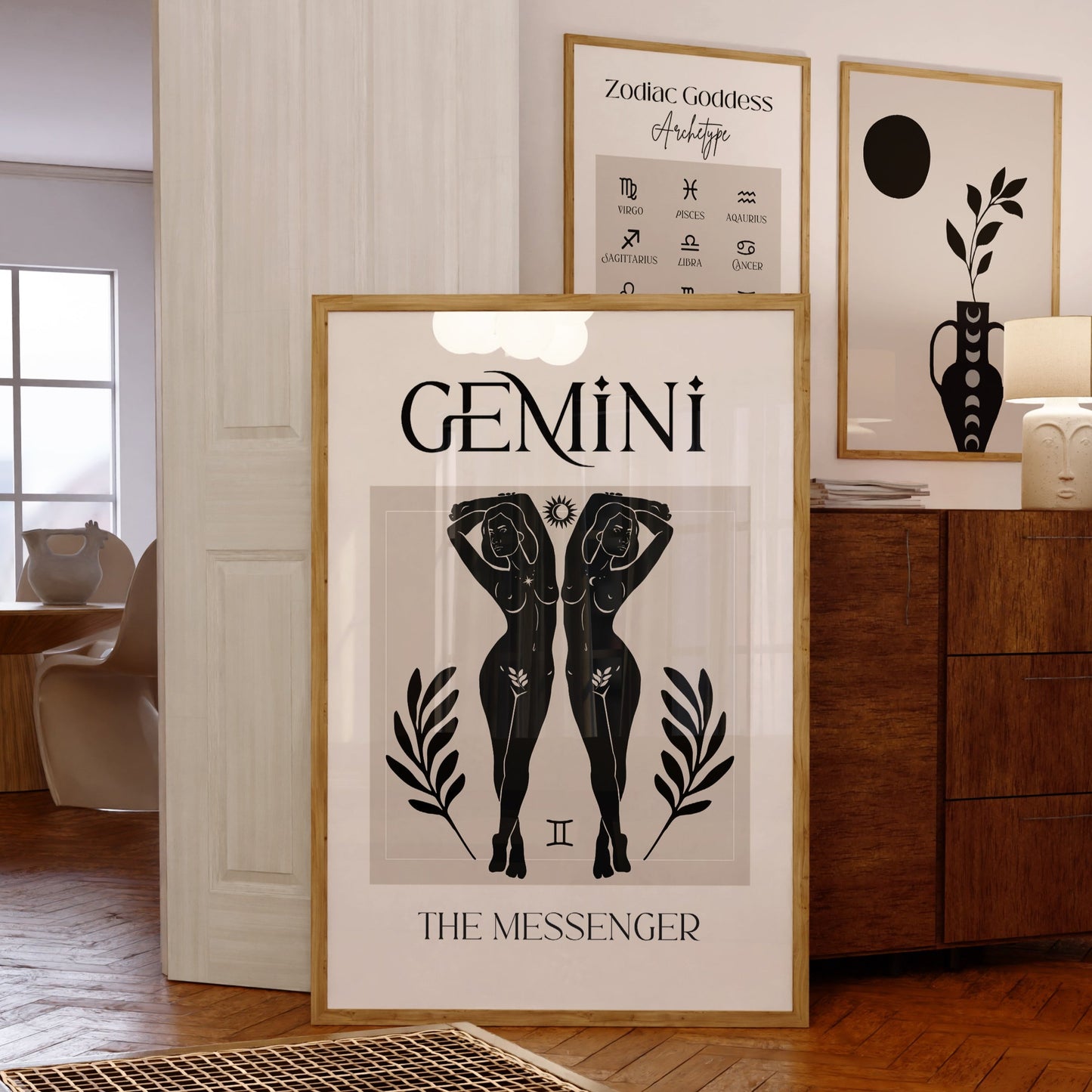 Zodiac Gemini Goddess Wall Art Print, Sun Sign Art
