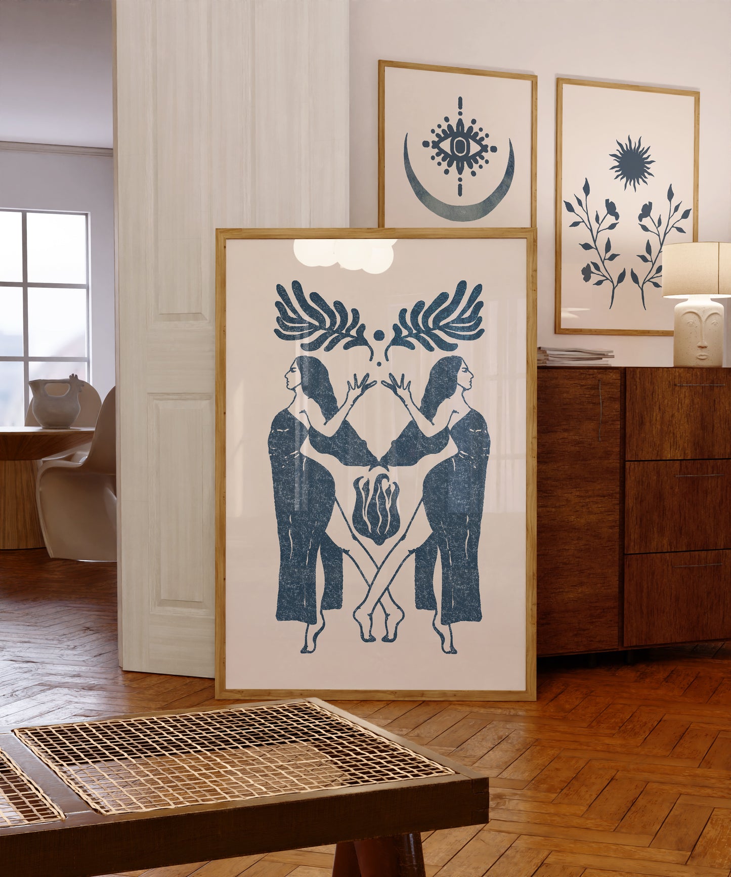 Celestial Sisters Blue Print - Digital Print