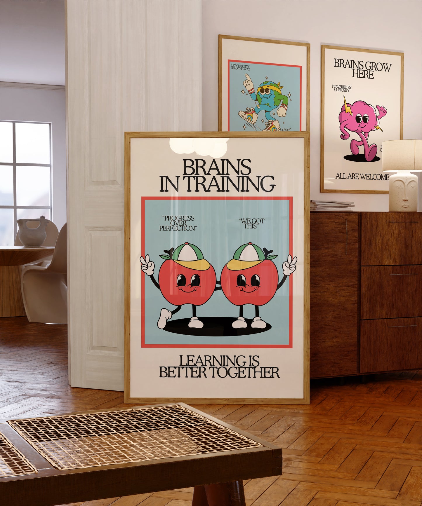 Brains In Training Retro Character Classroom Art - Digital Print