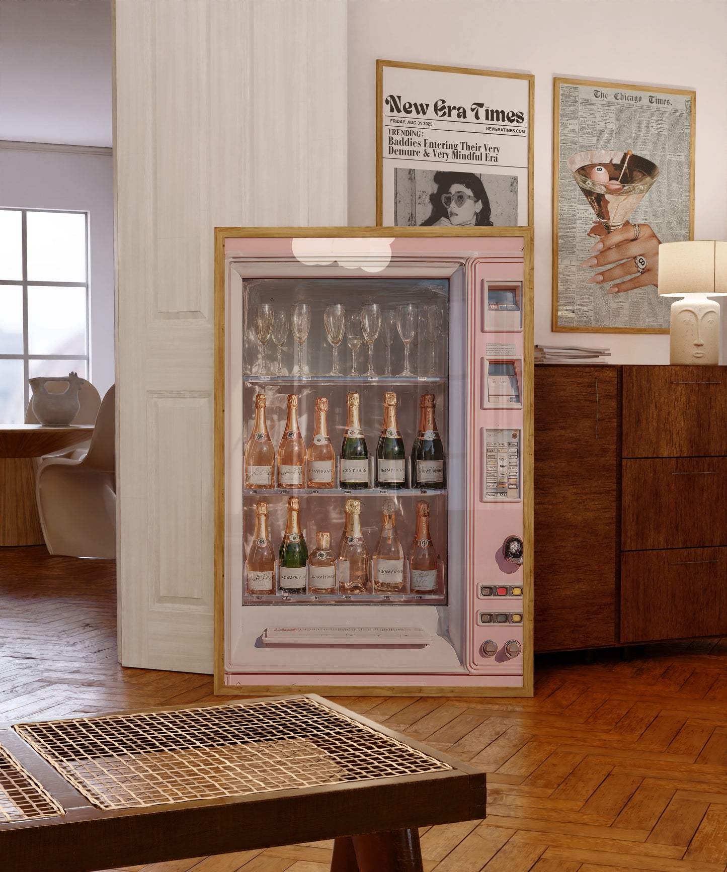 Retro Surrealist Champagne Vending Machine - Digital Print