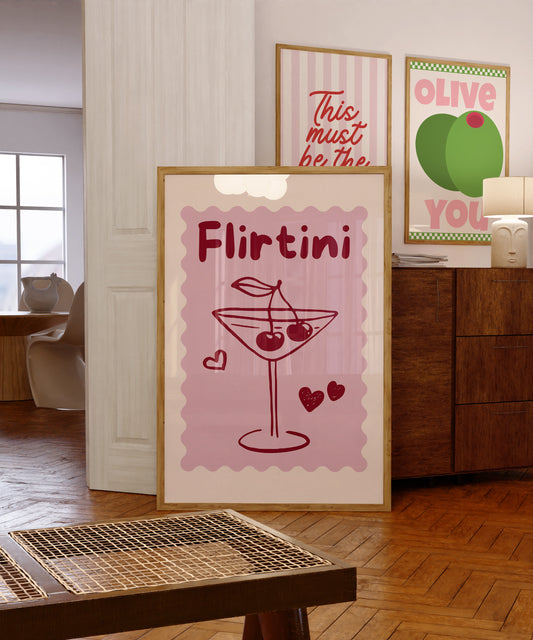 Pink Flirtini Cocktail Art Print - Digital Print