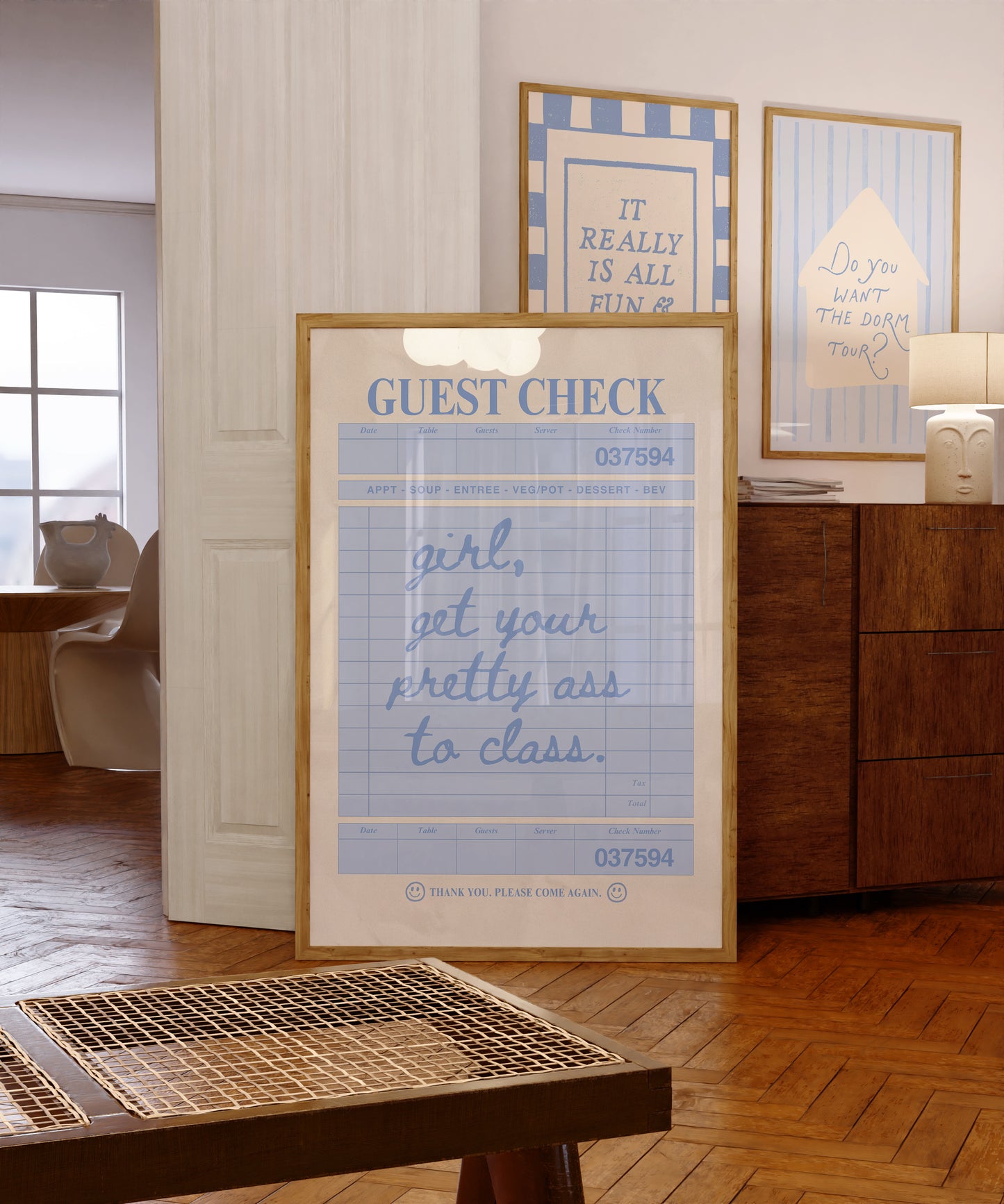 Blue Dorm Art Set of 3 - Trendy Gallery Wall Prints - Digital Print