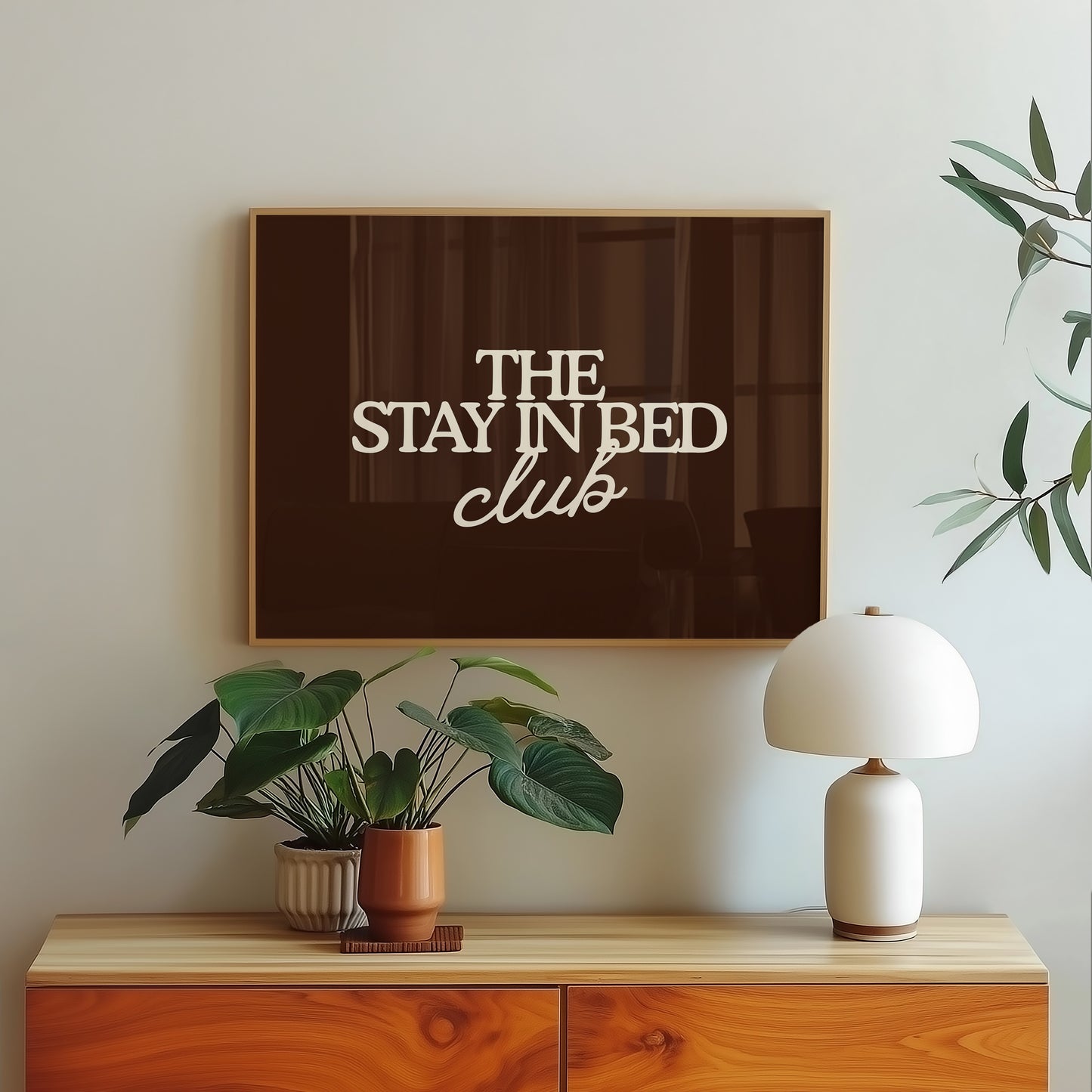 The Stay In Bed Club Brown Minimalist Print - Digital Print