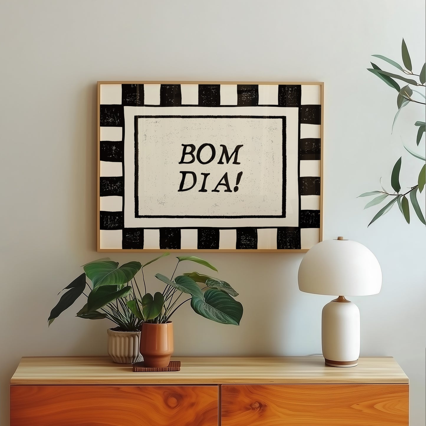 Bom Dia Checkered Art - Digital Print ( Horizontal )