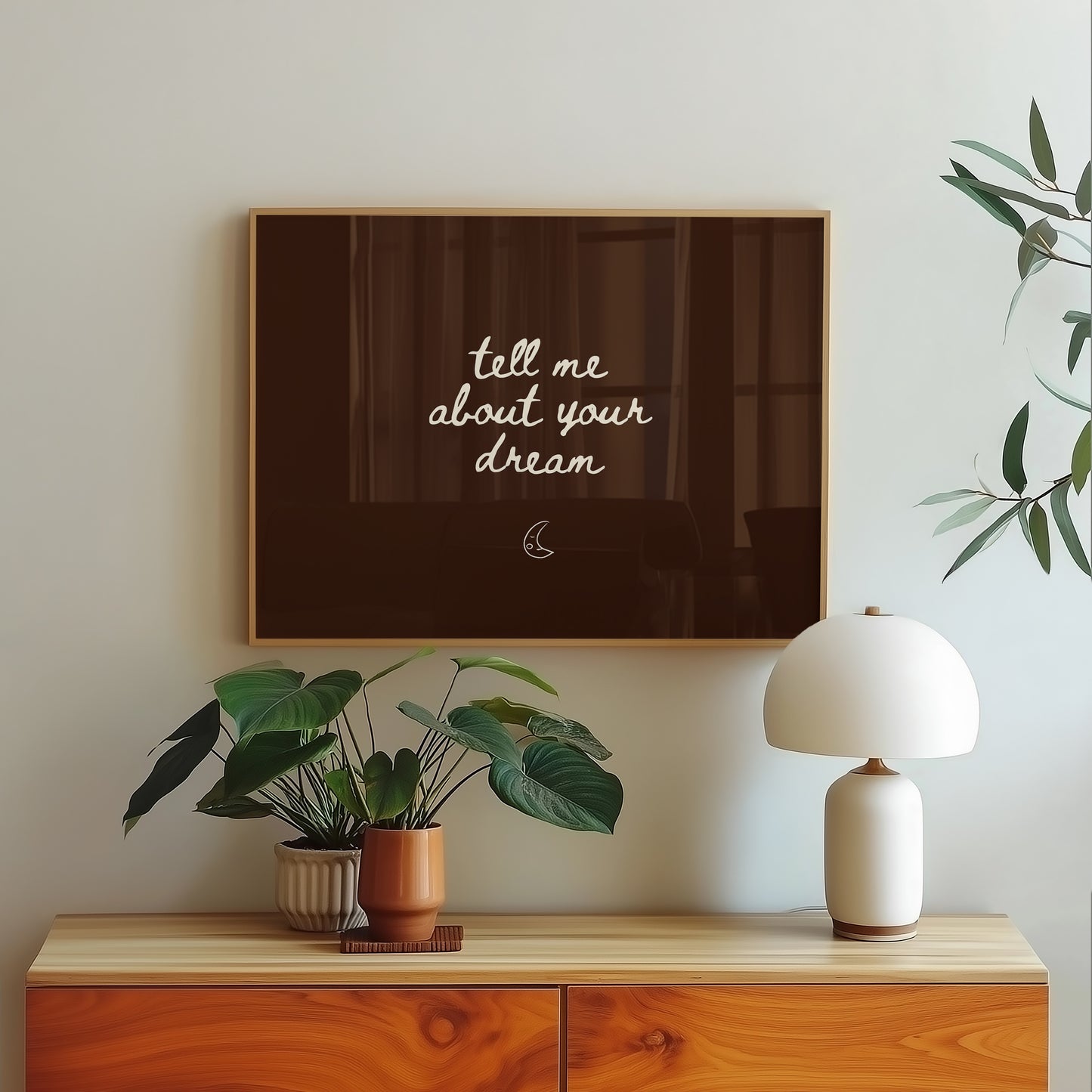 Tell Me About Your Dream Brown Bedroom Print - Digital Print