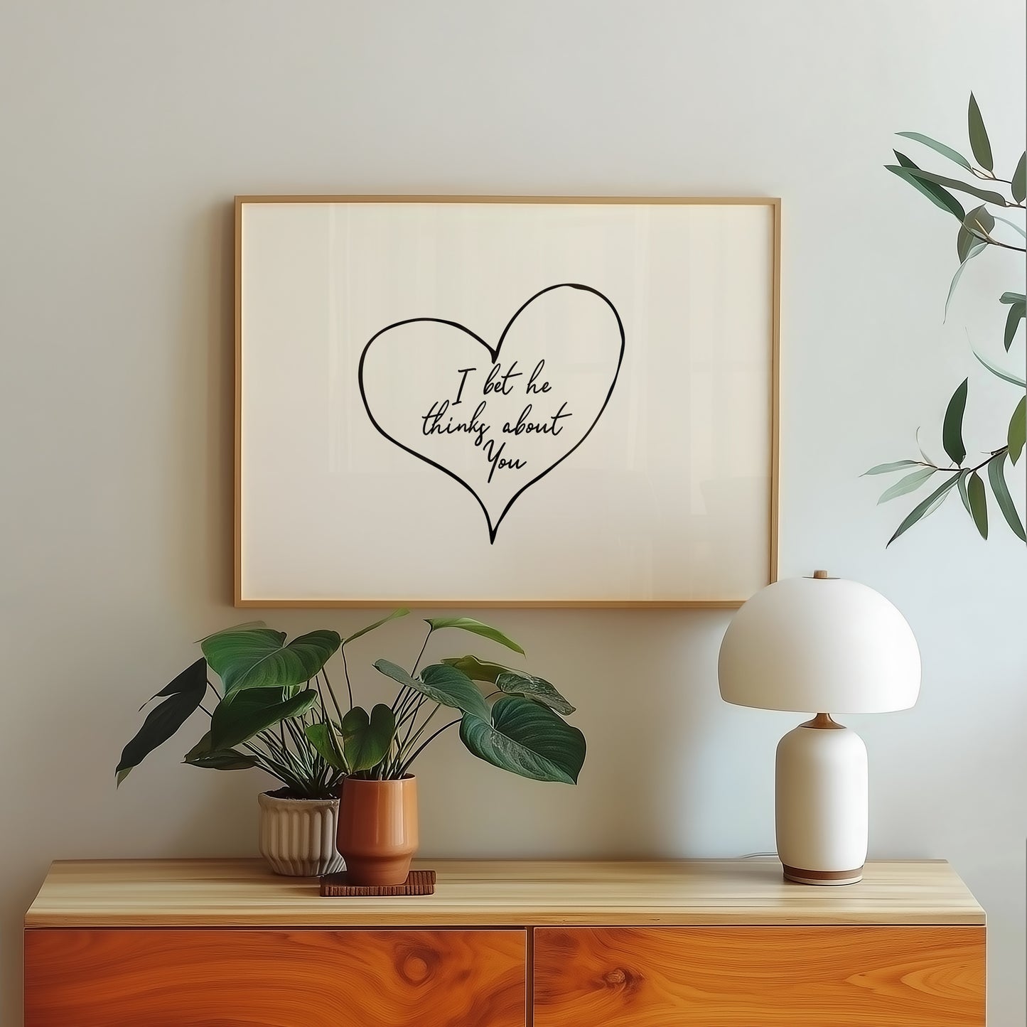 I Bet He Thinks About You Minimalist Heart Print - Digital Print