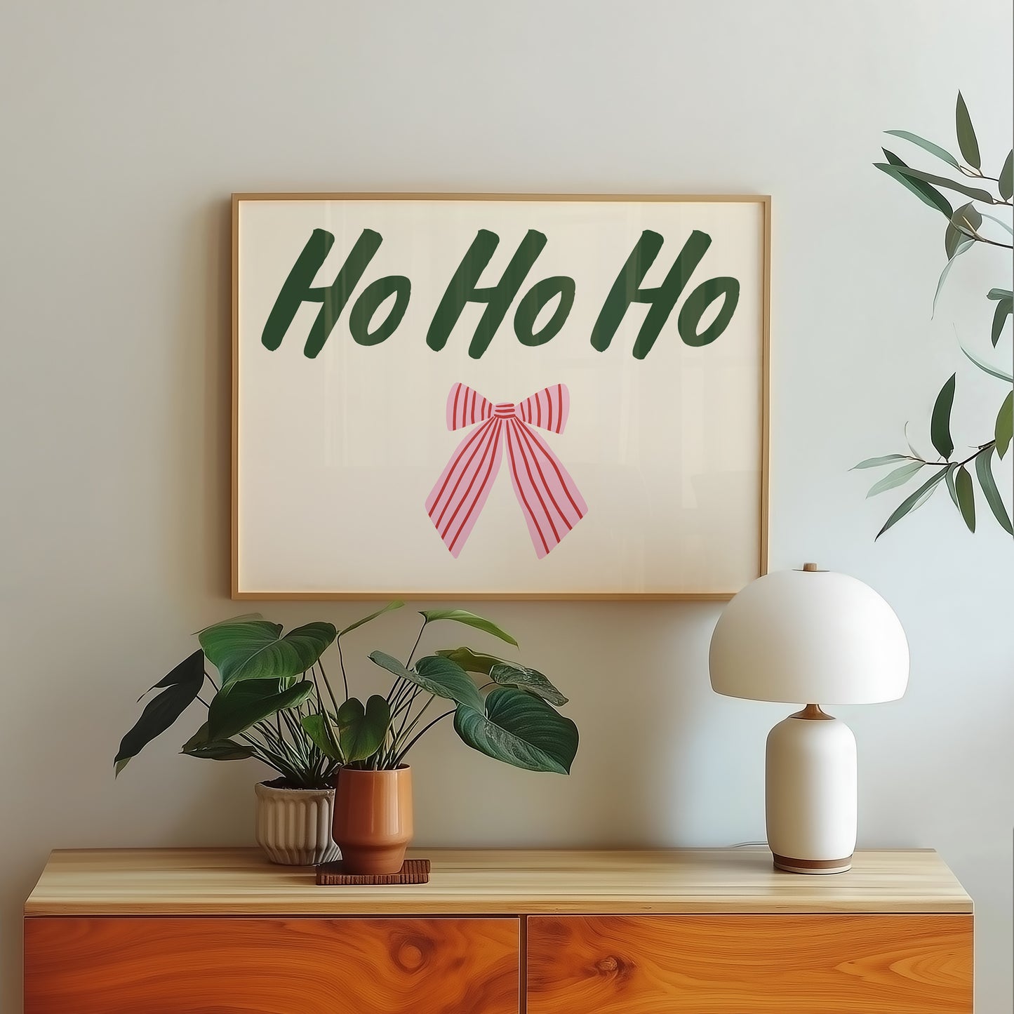 Ho Ho Ho Christmas Bow Art - Digital Print