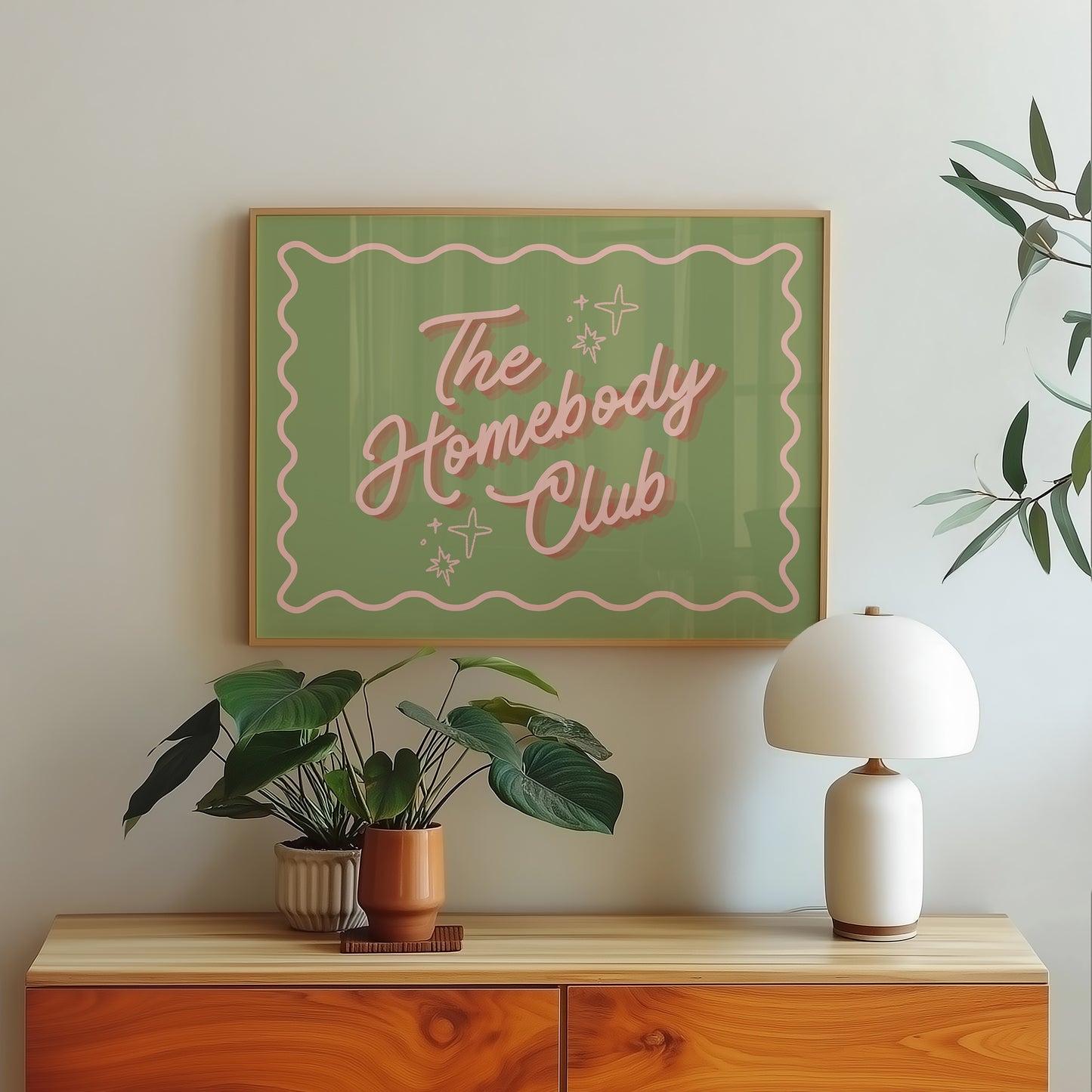 The Homebody Club Pink & Green Sign- Digital Print