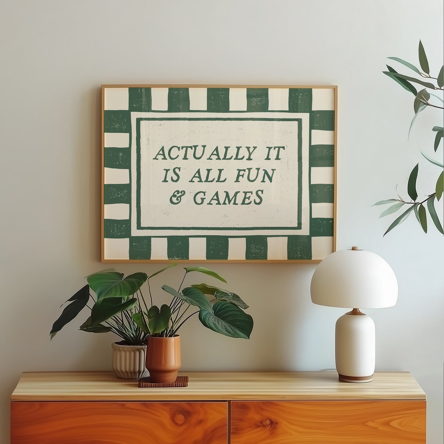 Actually It Is All Fun & Games Green Checkered Print - Digital Print ( Horizontal )