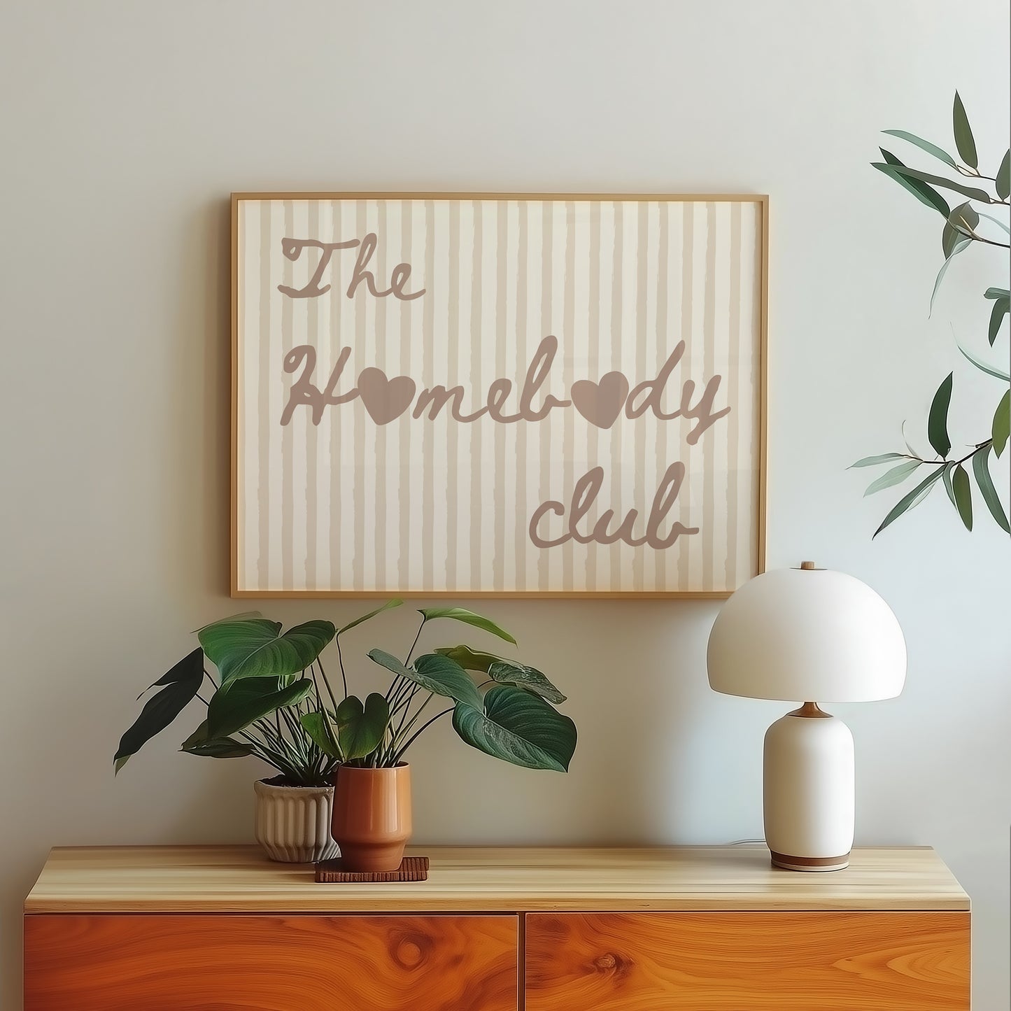 The Homebody Club Beige Striped Print - Digital Print