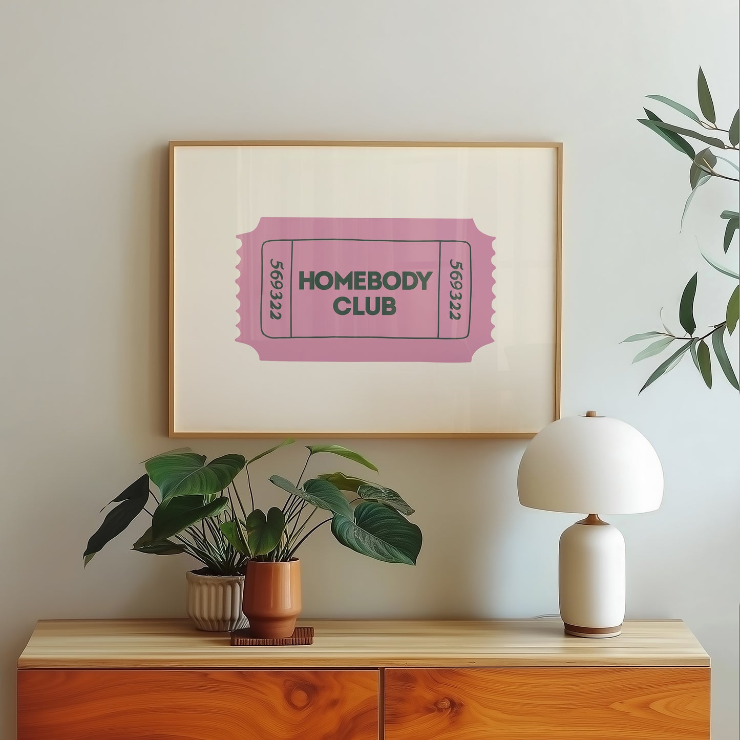 The Homebody Club Retro Ticket Sign - Digital Print ( Horizontal )