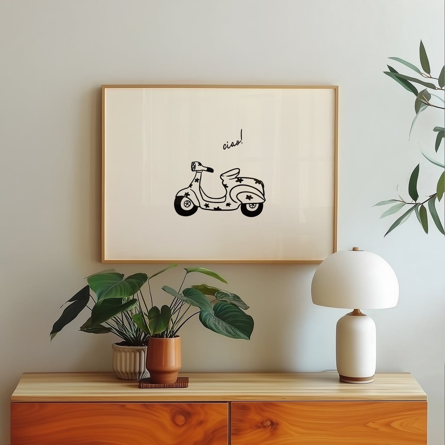 Ciao! Vespa Hand Drawn Art - Digital Print