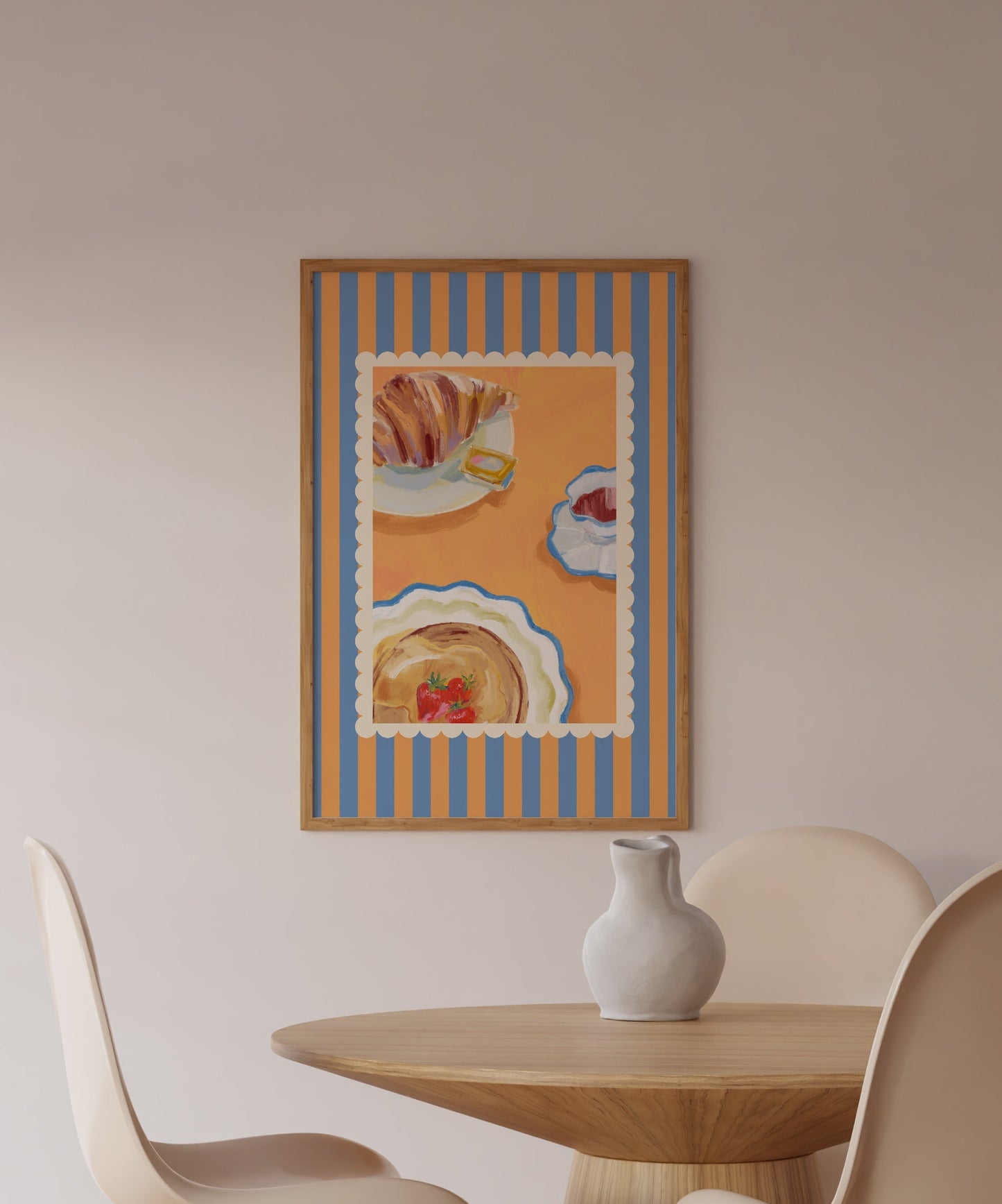 Striped Breakfast Art Print -  Digital Print