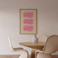 Vertical sage green wall print featuring three stacked illustrated pink butter blocks each labelled BUTTER in bold pink handwritten font